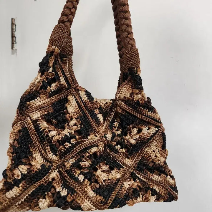 [BUNJANG] Handmade Knitted Brown Tote Bag / 핸드메이드 뜨개 가방 브라운 토트백
