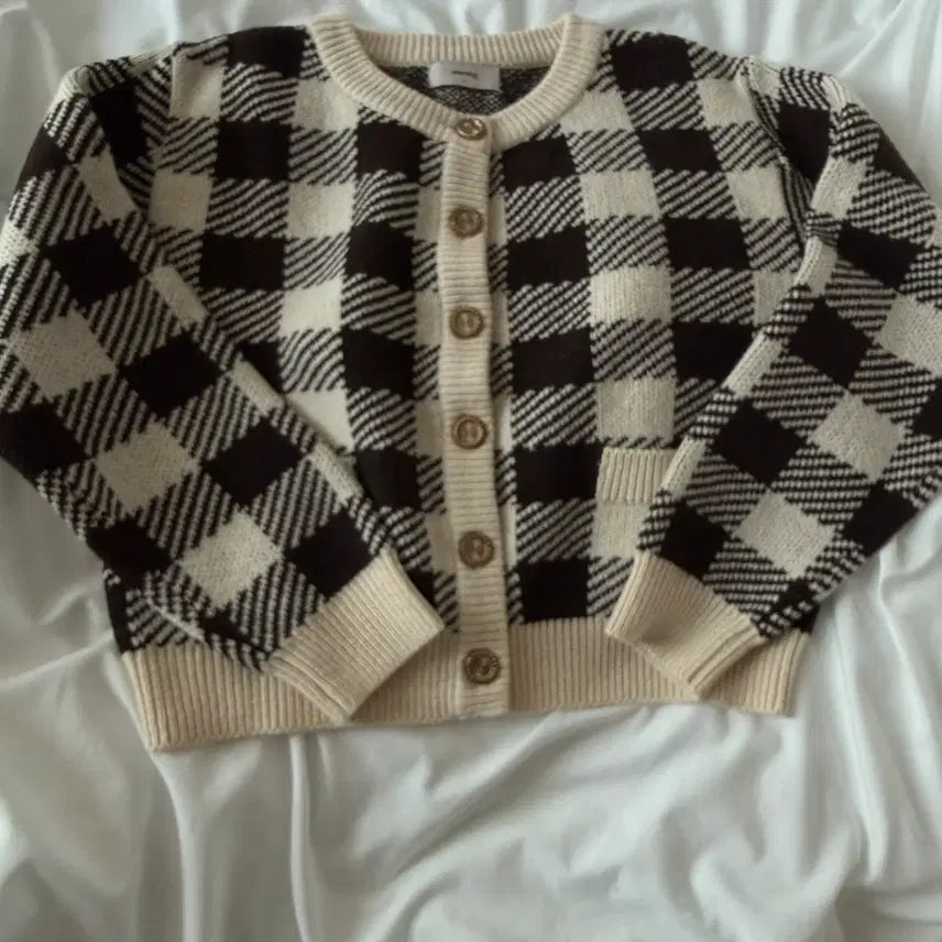[BUNJANG] Among Check Cardigan Brown S Size / 새상품 :) 어몽 체크 가디건 브라운