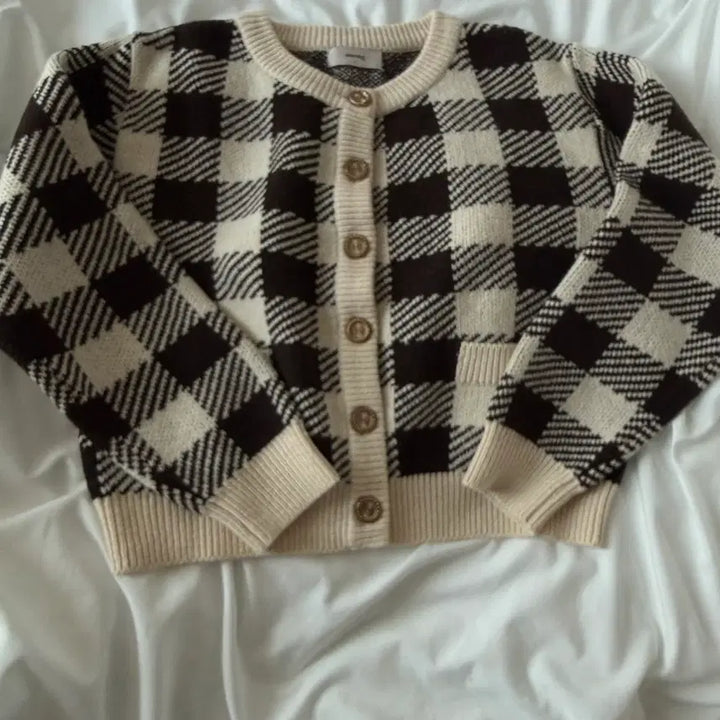 [BUNJANG] Among Check Cardigan Brown S Size / 새상품 :) 어몽 체크 가디건 브라운