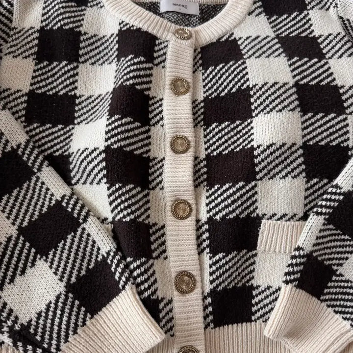 [BUNJANG] Among Check Cardigan Brown S Size / 새상품 :) 어몽 체크 가디건 브라운