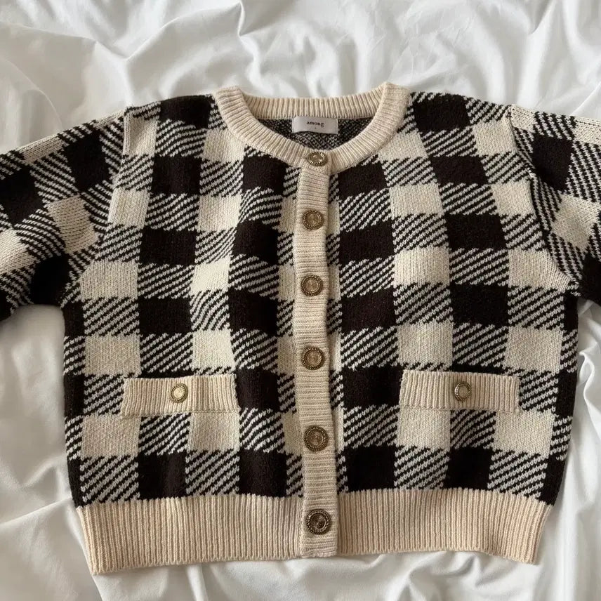 [BUNJANG] Among Check Cardigan Brown S Size / 새상품 :) 어몽 체크 가디건 브라운