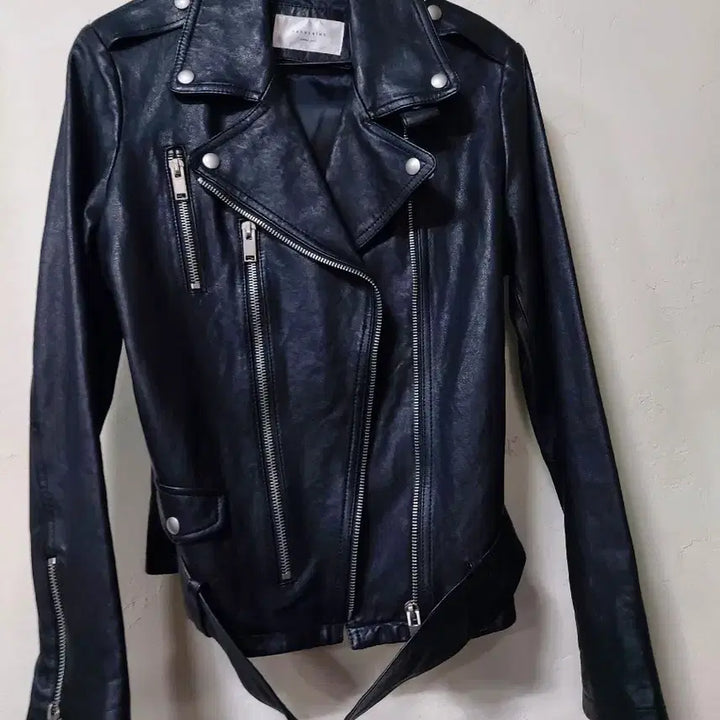 [BUNJANG] Nehevesalon Black Leather Rider Jacket / 네헤베살롱 블랙 레더 라이더 자켓