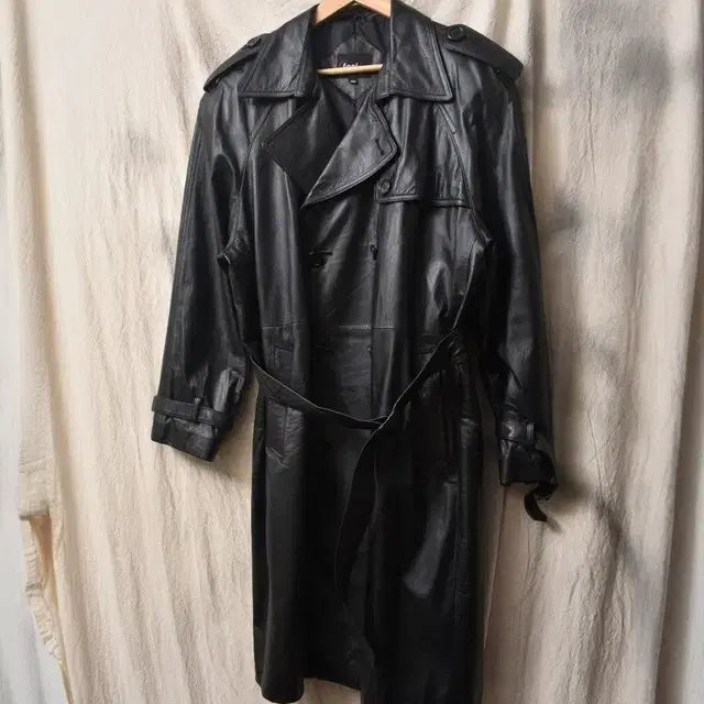 [BUNJANG] Feellus Cowhide Leather Trench Coat / 90S 레더 소가죽 트렌치 코트 100 M0073