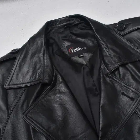 [BUNJANG] Feellus Cowhide Leather Trench Coat / 90S 레더 소가죽 트렌치 코트 100 M0073
