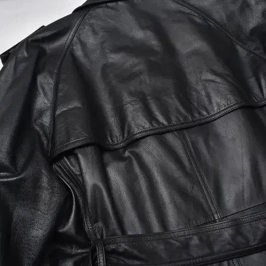 [BUNJANG] Feellus Cowhide Leather Trench Coat / 90S 레더 소가죽 트렌치 코트 100 M0073