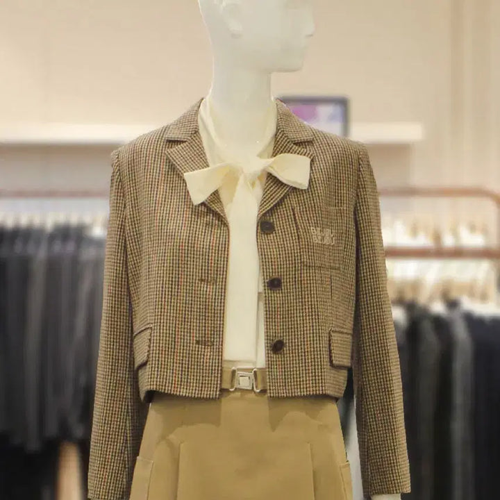 [BUNJANG] Kenneth Lady Checkered Cropped Jacket / 케네스레이디 체크 자켓