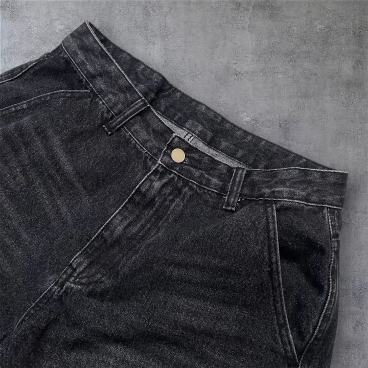 [BUNJANG] Signature Black Denim Cargo Bermuda Shorts / 시그니처 Signature 흑청 카고 버뮤다 데님팬츠 반바지 S