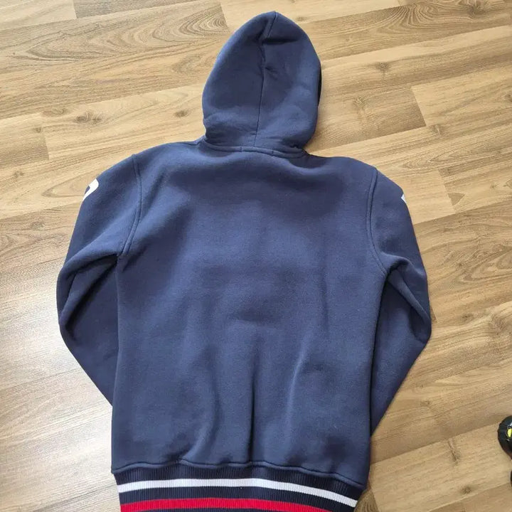 [BUNJANG] French Navy &amp; White Cotton Hooded Jumper / 프랑스 후드 집업 코튼 점퍼 아우터