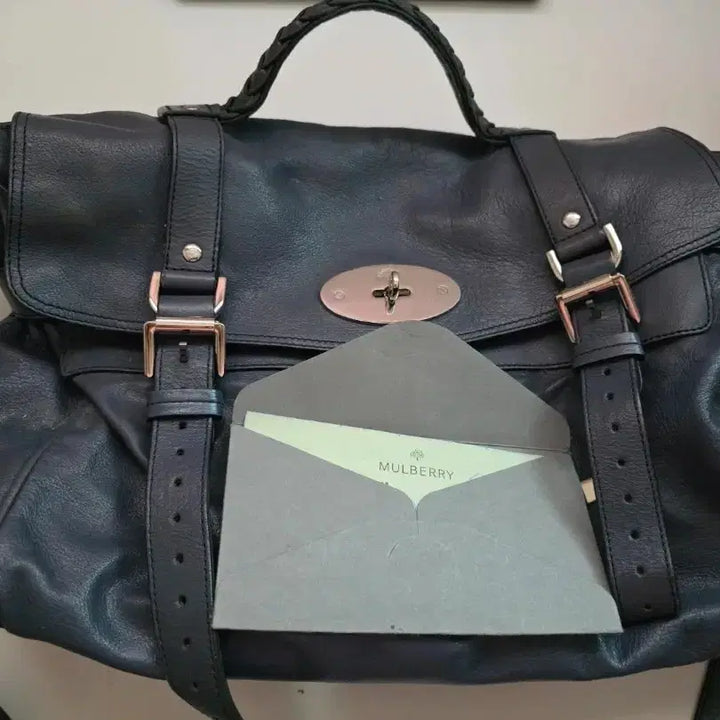 [SOLD OUT] 멀버리 알렉사백 네이비 가죽 토트백