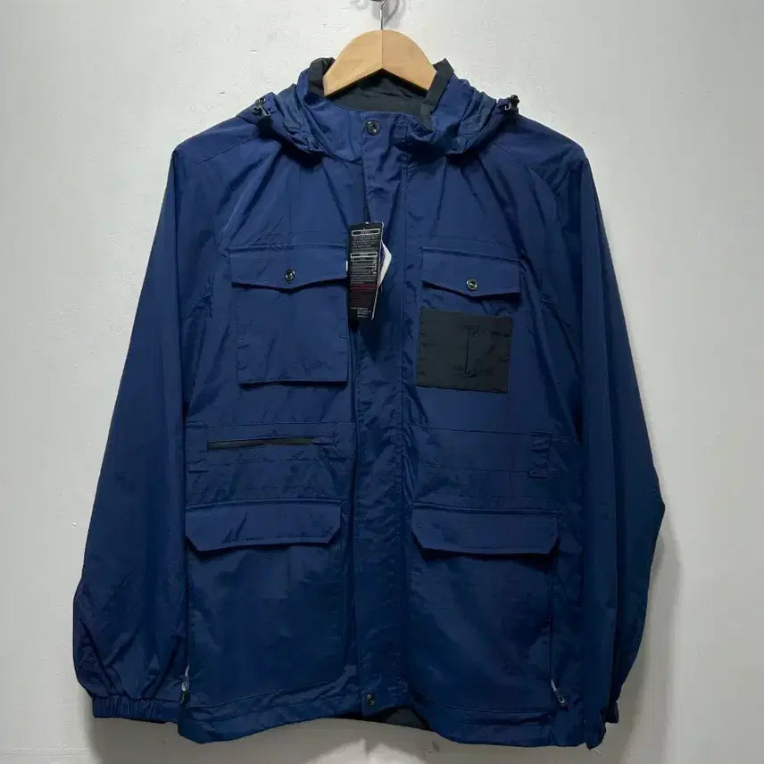 [SOLD OUT] 네이비 블루 포켓 후드 바람막이 자켓 새상품 M