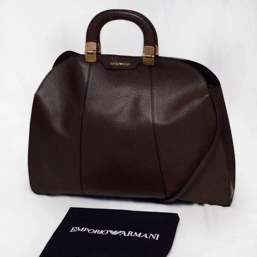 [BUNJANG] Emporio Armani Taupe Maxi Leather Dome Tote Bag / 아르마니 (EA) 타우페 맥시 레더돔 빅토트 숄더백