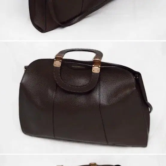 [BUNJANG] Emporio Armani Taupe Maxi Leather Dome Tote Bag / 아르마니 (EA) 타우페 맥시 레더돔 빅토트 숄더백