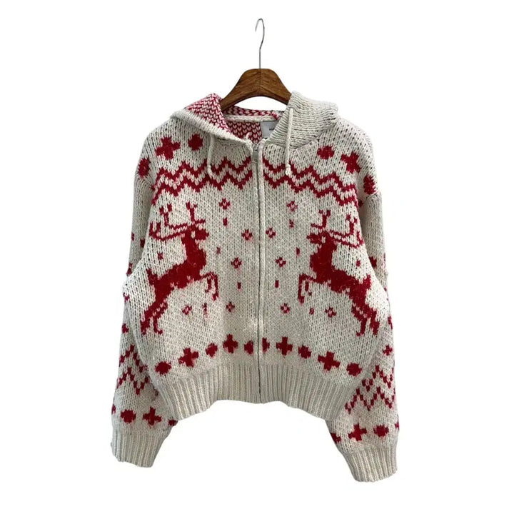 [BUNJANG] Woman Nordic Knit Zip-Up / 우먼 노르딕 니트 집업
