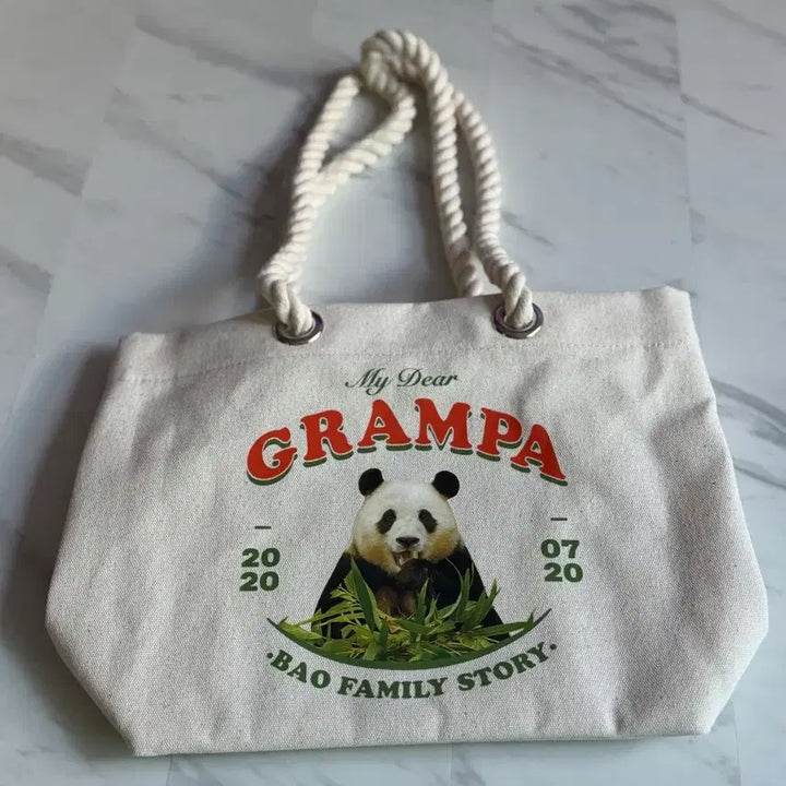 [BUNJANG] Annyeong Hal-Buji Panda Canvas Tote Bag / 안녕할부지 패키지 가방 새것