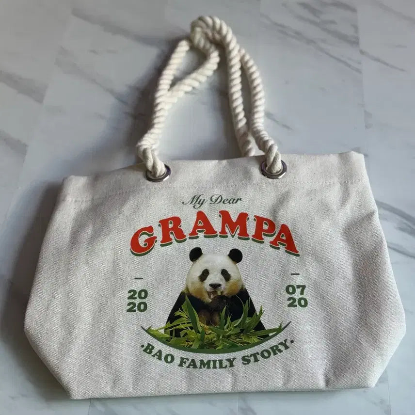 [BUNJANG] Annyeong Hal-Buji Panda Canvas Tote Bag / 안녕할부지 패키지 가방 새것
