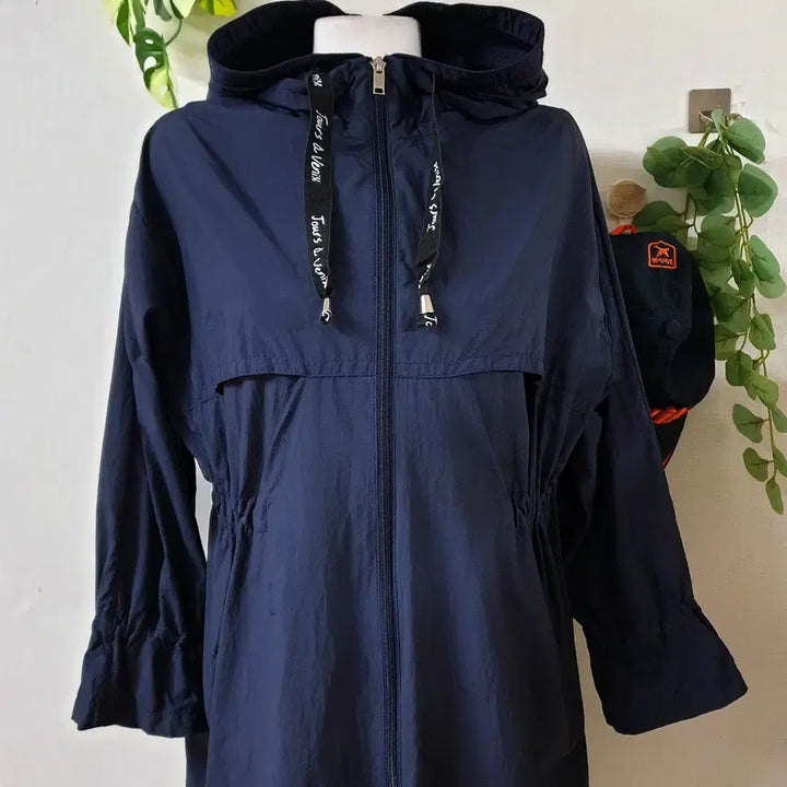 [BUNJANG] Visit 20SS Long Windbreaker Navy / 비지트 20SS 허리소매스트링 롱바람막이 55 네이비