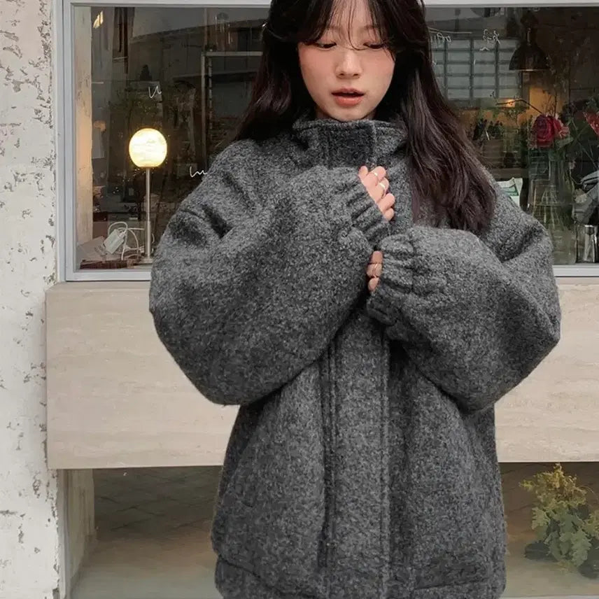 [BUNJANG] Slowand Mode Simple Hidden Button Blouson Coat Charcoal Gray / 슬로우앤드 모드심플 히든단작 블루종코트 차콜그레이