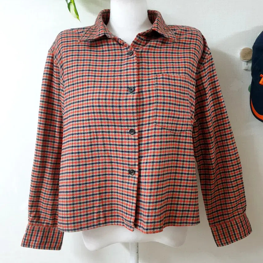[BUNJANG] Uniqlo Checked Shirt Red M / 유니클로 보들 잔체크셔츠 66 레드 M