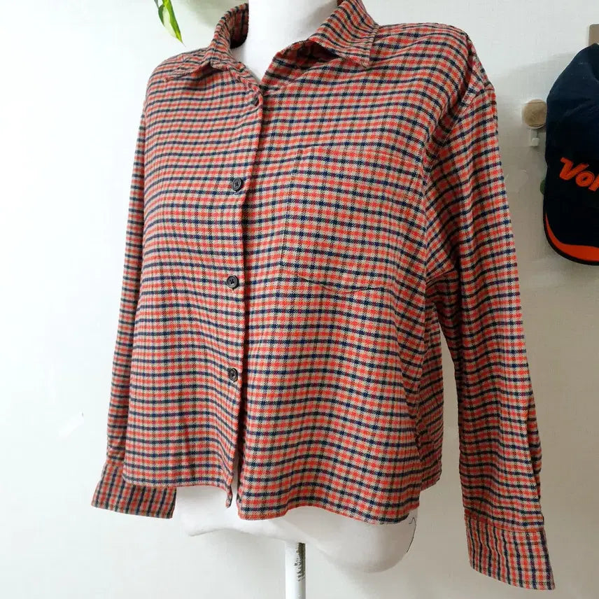 [BUNJANG] Uniqlo Checked Shirt Red M / 유니클로 보들 잔체크셔츠 66 레드 M