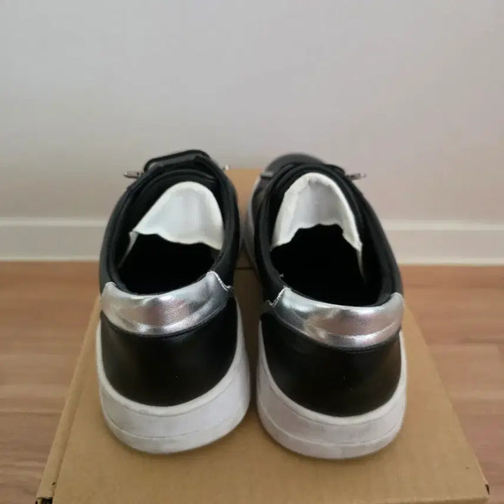 [BUNJANG] Black Leather Sneakers / 블랙 레더 스니커즈 운동화245