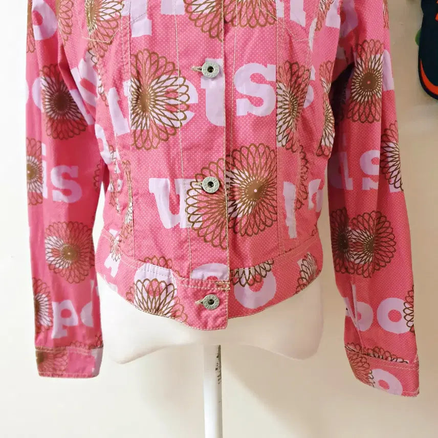 [BUNJANG] Oilily Cotton Jacket Pink M / 오일릴리 정품 화사한레터링 코튼자켓 66 핑크 M