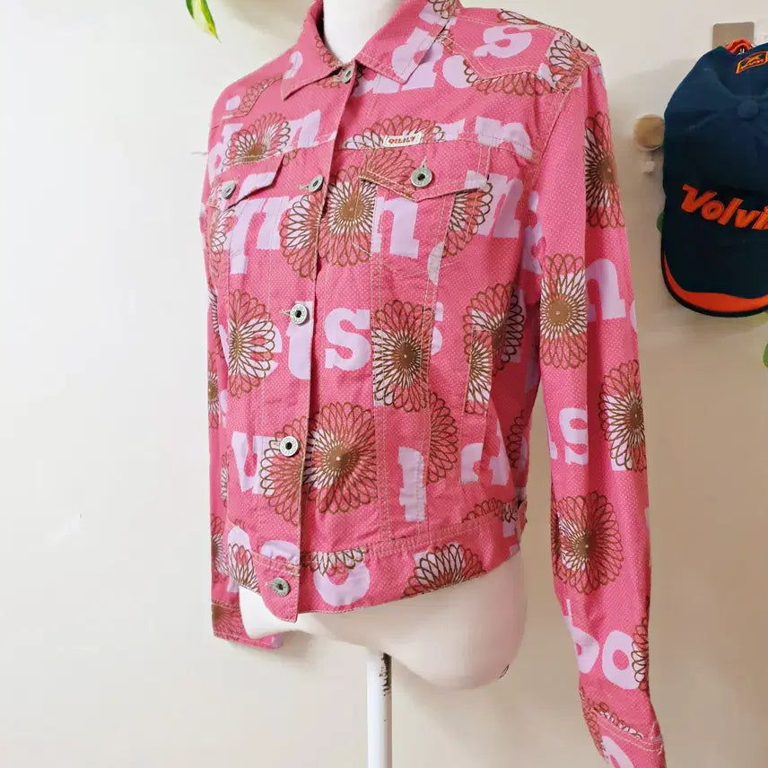 [BUNJANG] Oilily Cotton Jacket Pink M / 오일릴리 정품 화사한레터링 코튼자켓 66 핑크 M