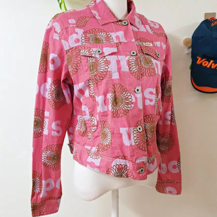 [BUNJANG] Oilily Cotton Jacket Pink M / 오일릴리 정품 화사한레터링 코튼자켓 66 핑크 M