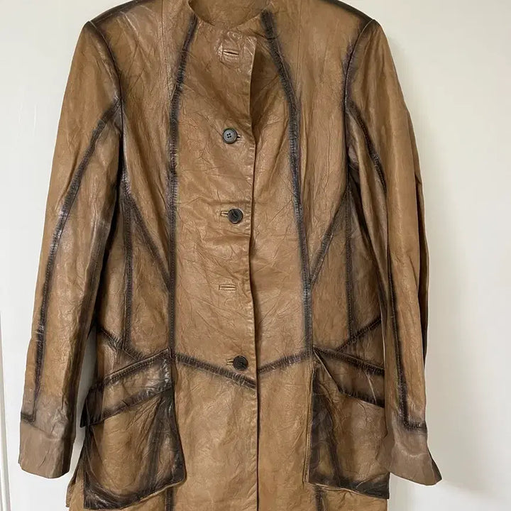 [BUNJANG] Vintage Style Brown Leather Jacket / 빈티지 스타일 브라운 가죽 자켓
