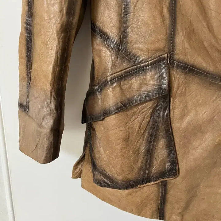 [BUNJANG] Vintage Style Brown Leather Jacket / 빈티지 스타일 브라운 가죽 자켓