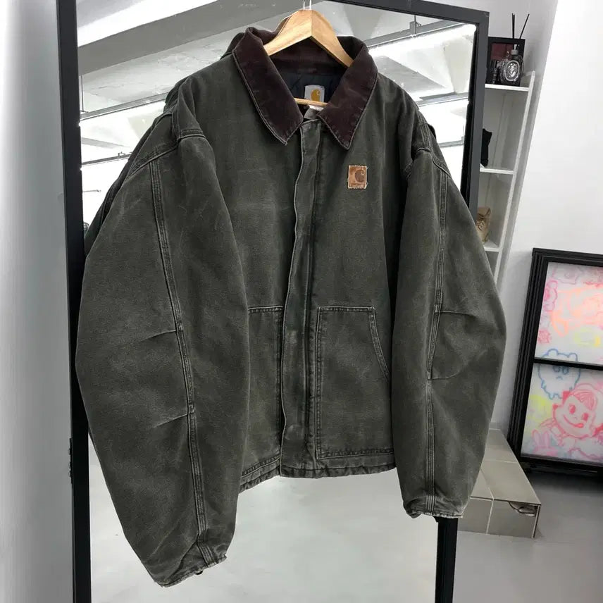 [BUNJANG] Carhartt OG J22 Moss Green Arctic Duck Canvas Work Jacket / 칼하트 OG J22 mos 모스그린 아크틱 빅사이즈 덕캔버스 워크자켓