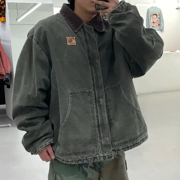 [BUNJANG] Carhartt OG J22 Moss Green Arctic Duck Canvas Work Jacket / 칼하트 OG J22 mos 모스그린 아크틱 빅사이즈 덕캔버스 워크자켓