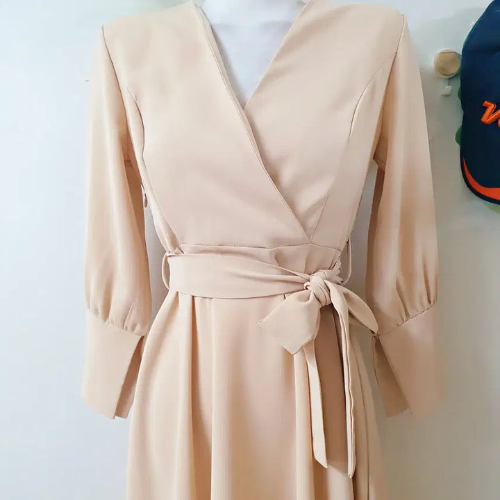[BUNJANG] Open Closet Wrap Style Belted Long Dress Peach / 오픈클로젯 랩스타일 벨티드 롱원피스 55 66 피치