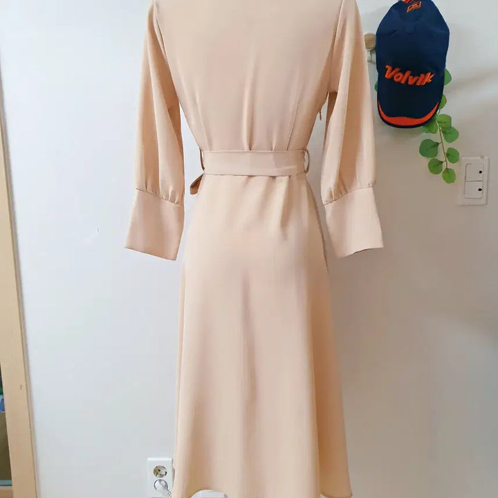 [BUNJANG] Open Closet Wrap Style Belted Long Dress Peach / 오픈클로젯 랩스타일 벨티드 롱원피스 55 66 피치