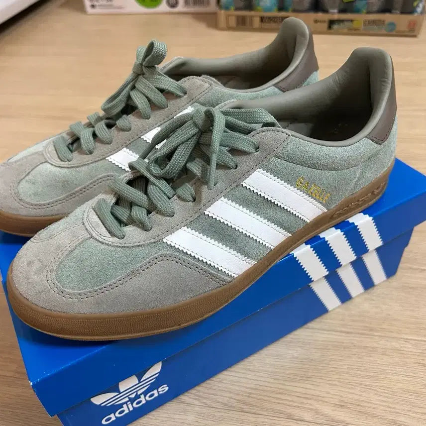 [BUNJANG] Adidas Gazelle Indoor Green Brown Sneakers / 아디다스 가젤인도어 그린브라운 270 판매