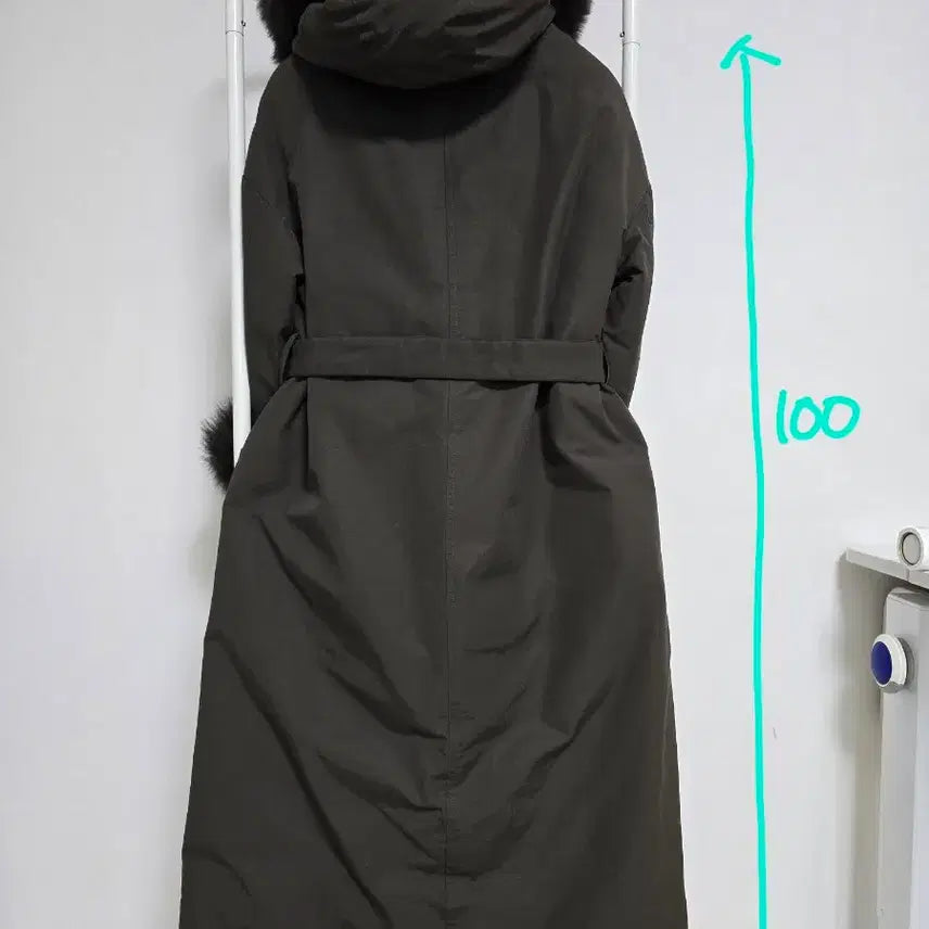 [BUNJANG] Long Khaki Padded Coat / 퍼 후드 롱 카키 패딩