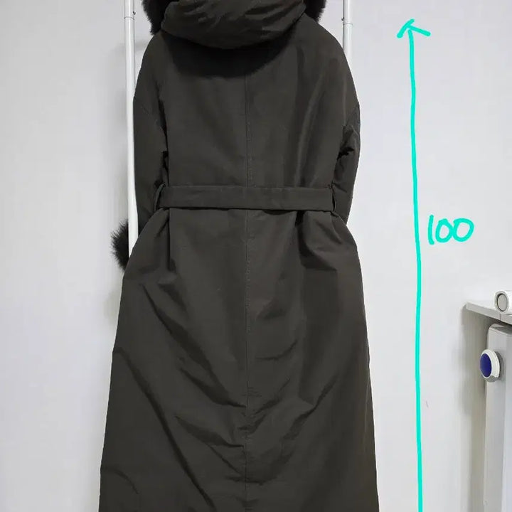 [BUNJANG] Long Khaki Padded Coat / 퍼 후드 롱 카키 패딩