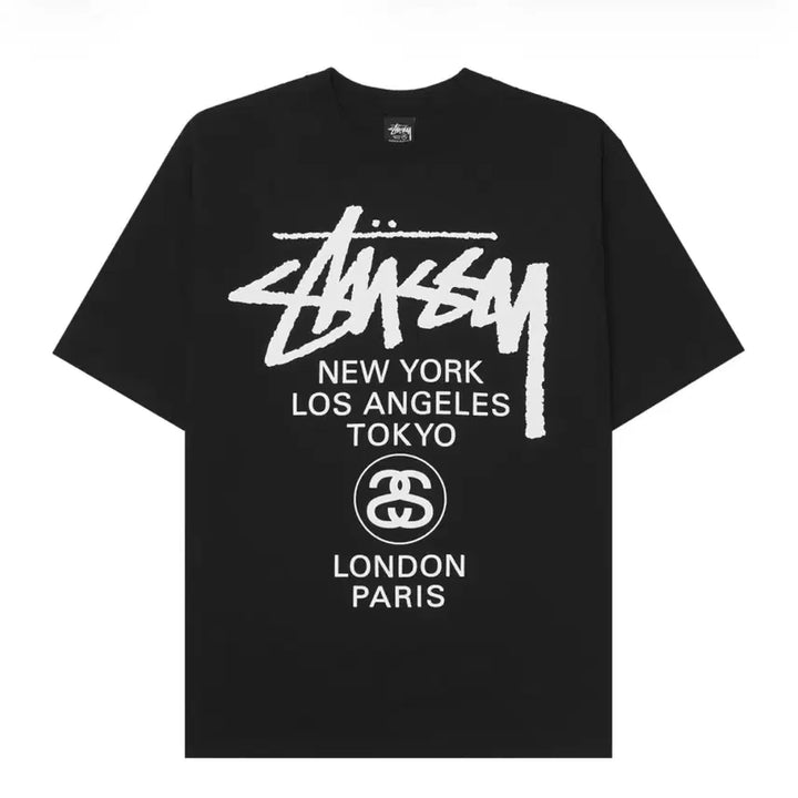 [BUNJANG] Stussy World Tour T-shirt Black L / 스투시 월드투어 티셔츠 블랙 2024,2025