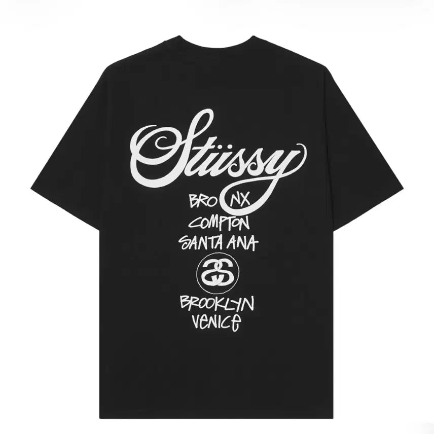 [BUNJANG] Stussy World Tour T-shirt Black L / 스투시 월드투어 티셔츠 블랙 2024,2025
