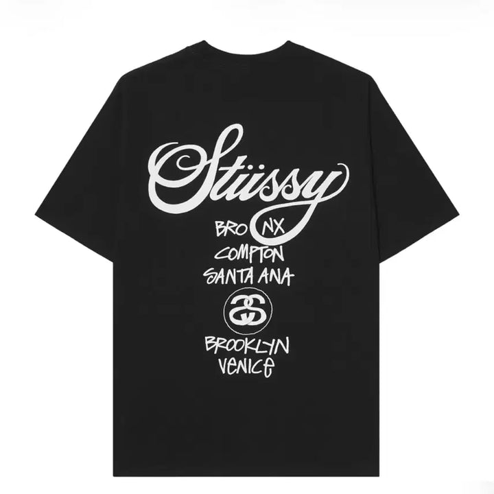 [BUNJANG] Stussy World Tour T-shirt Black L / 스투시 월드투어 티셔츠 블랙 2024,2025