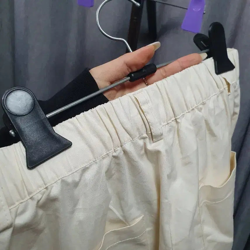 [BUNJANG] L Cream Pocket Wide Banding Long Pants / L크림 포켓 와이드 밴딩 롱팬츠
