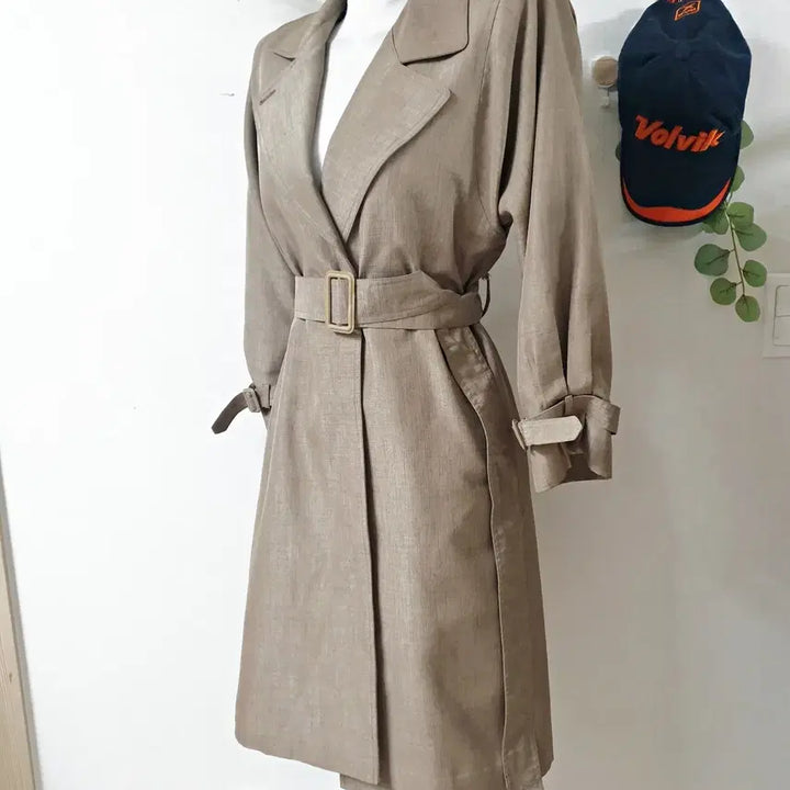 [BUNJANG] HYAT Trench Coat Gray Beige 66 / HYAT 카라트렌치코트 66 그레이베이지