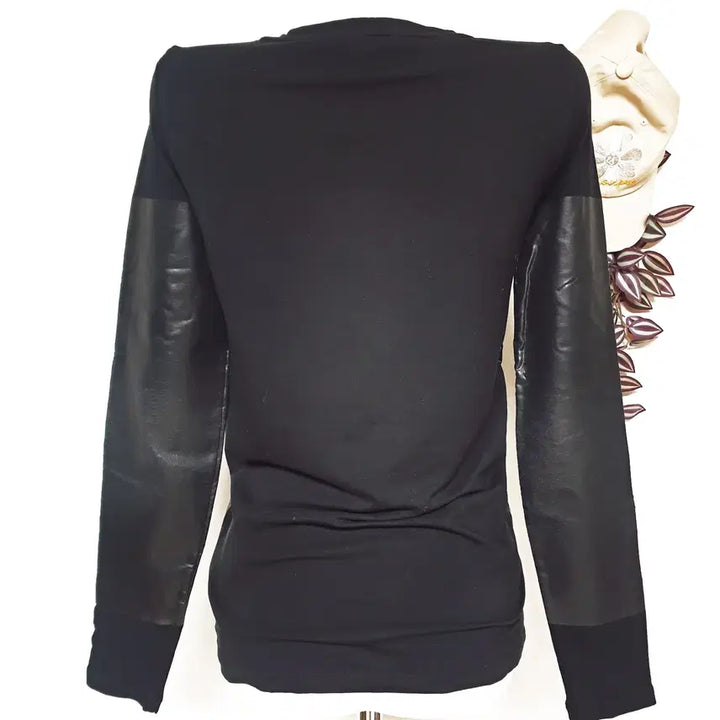 [BUNJANG] Theory Vegan Leather Layered T-shirt / 띠어리 비건가죽레이어드 티셔츠 66 블랙