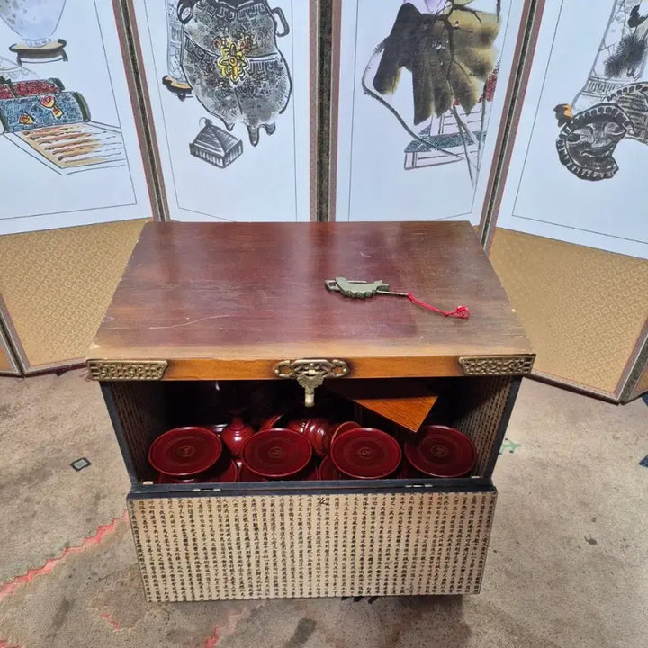 [BUNJANG] Namwon Wooden Ritual Ware and Phoenix Altar Box Set / 제수용품 남원목제기와 봉황제기함 반닫이 세트