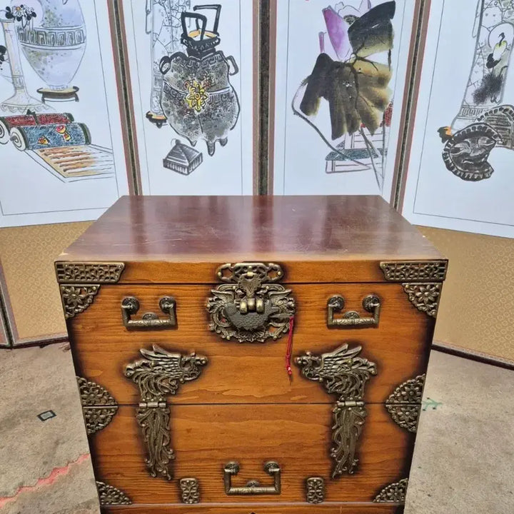 [BUNJANG] Namwon Wooden Ritual Ware and Phoenix Altar Box Set / 제수용품 남원목제기와 봉황제기함 반닫이 세트