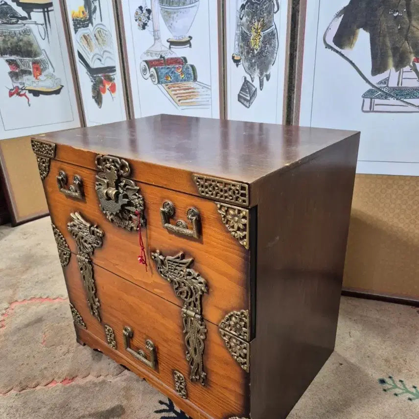 [BUNJANG] Namwon Wooden Ritual Ware and Phoenix Altar Box Set / 제수용품 남원목제기와 봉황제기함 반닫이 세트