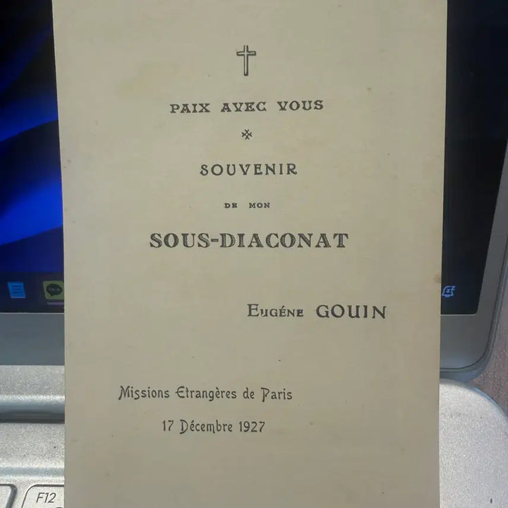 [BUNJANG] MEP Eugène Gouin Commemorative Card / 1927년 - 프랑스 파리 외방전교회(MEP) 부제 서품 기념 성물 카드
