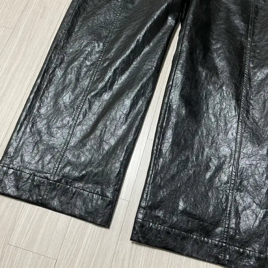 [BUNJANG] AMOMENTO Vegan Leather Double Layer Pants / 아모멘토 비건 레더 팬츠