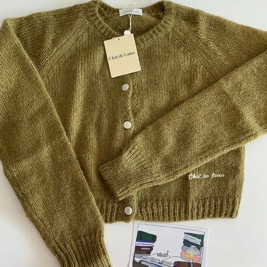 [BUNJANG] Chat de Lama Mohair Olive Cardigan / Chat de Lama 샤드라마 모헤어 올리브 가디건 (Olive)