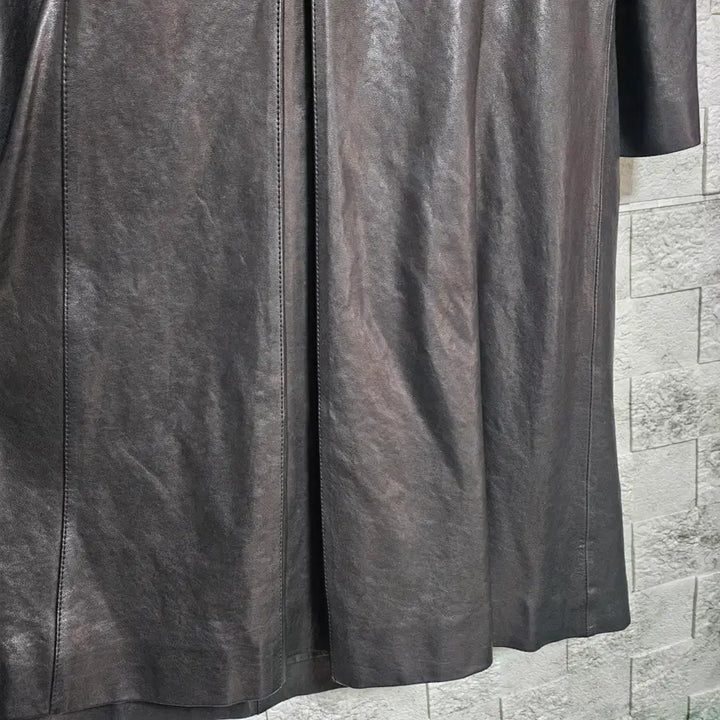 [BUNJANG] Flat Collar Lambskin Leather Coat / 플랫카라 양가죽 코트
