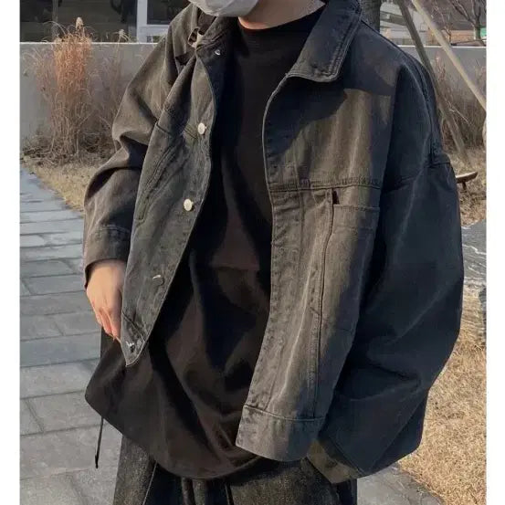 [BUNJANG] Uneven Black Denim Jacket / 어네이던 흑청자켓